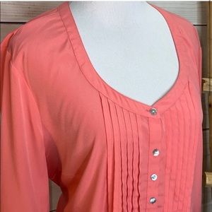 Motherhood maternity long sleeved tie waist, coral